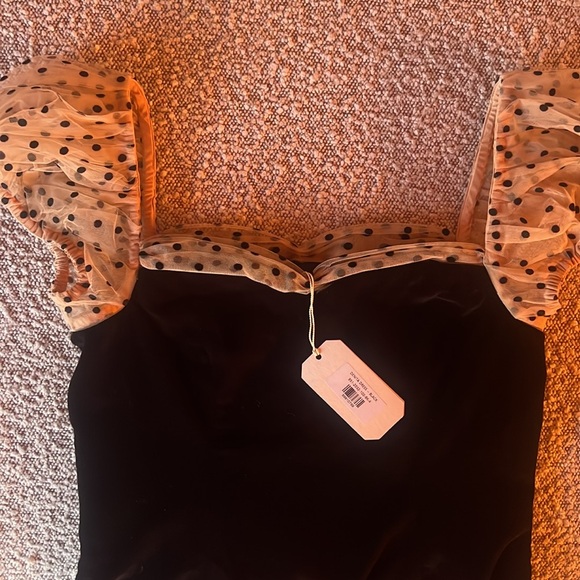 Doen Denita Black Polka Dot Velvet Dress 4 - Picture 5 of 6